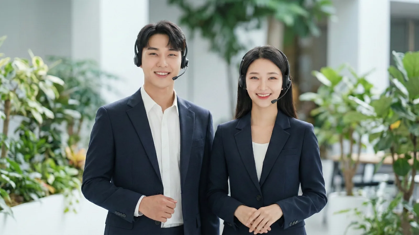 상담원 두 사람이 페이레터 소액결제 되는곳 문의를 확인하는 모습